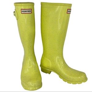Hunter Original Giant Yellow Glitter Wellington Boots